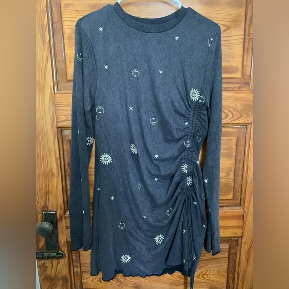 ASOS long sleeve mini dress with sun and moon embroidery sz 10 - Picture 9 of 9
